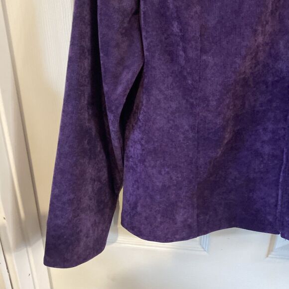 Christopher & Banks Purple Corduroy Zip Up Long Sleeve Shirt Womens Petite Large - Picture 4 of 15